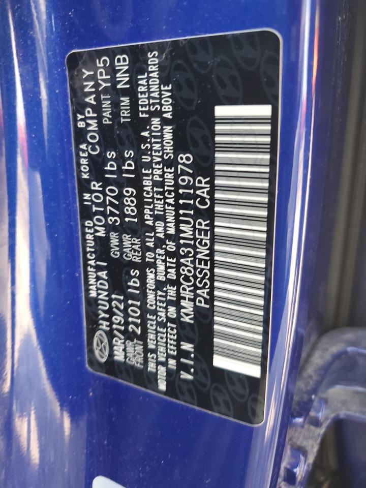 2021 Hyundai Venue Sel VIN: KMHRC8A31MU111978 Lot: 68397265
