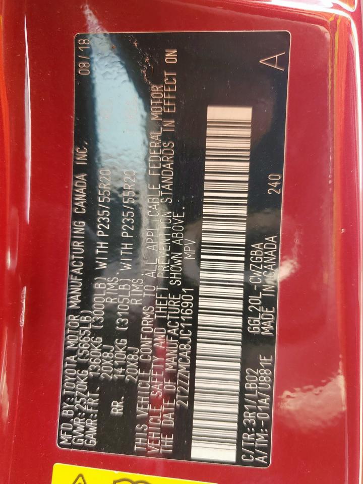 2018 Lexus Rx 350 Base VIN: 2T2ZZMCA8JC116901 Lot: 69241615