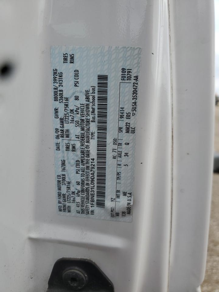 2009 Ford Econoline E350 Super Duty Wagon VIN: 1FBNE31L09DA79214 Lot: 68339545