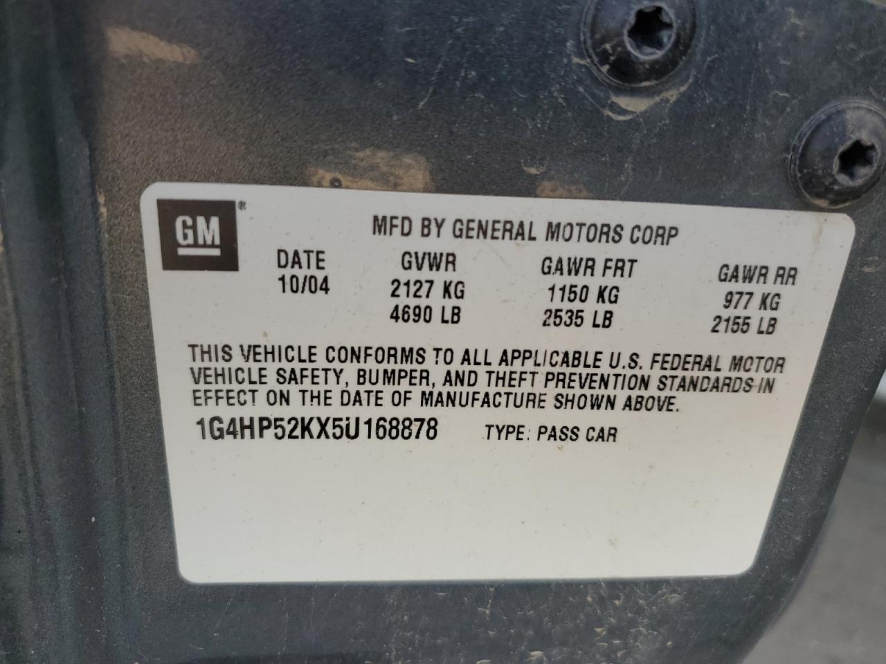 2005 Buick Lesabre Custom VIN: 1G4HP52KX5U168878 Lot: 68841805