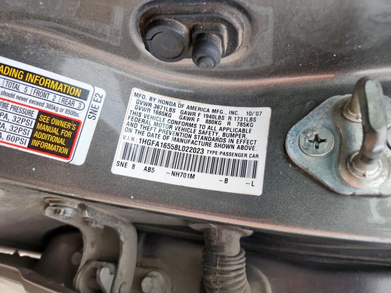 2008 Honda Civic Lx VIN: 1HGFA16558L022023 Lot: 94732385