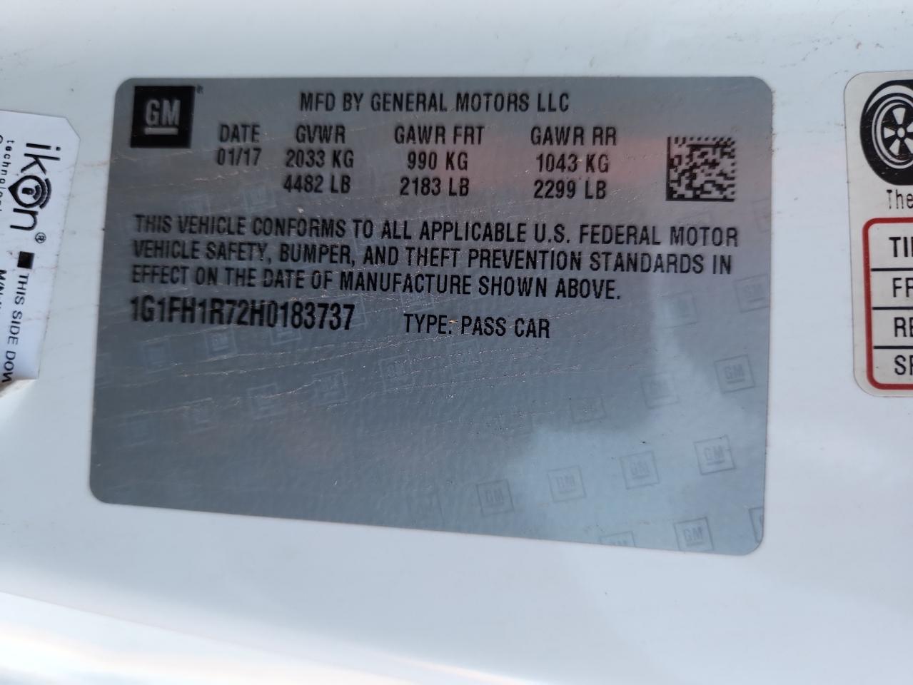 2017 Chevrolet Camaro Ss VIN: 1G1FH1R72H0183737 Lot: 68902065