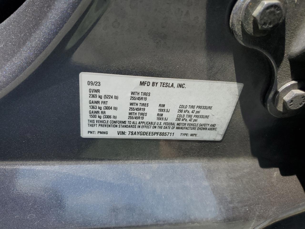 7SAYGDEE5PF885711 2023 Tesla Model Y