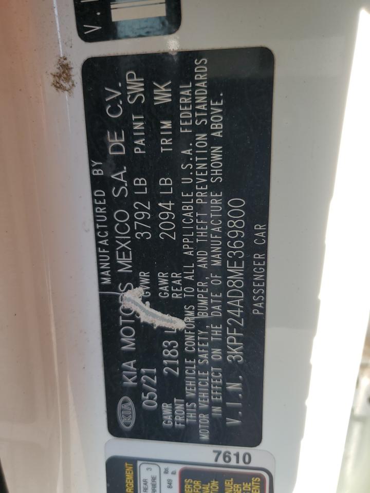 2021 Kia Forte Fe VIN: 3KPF24AD8ME369800 Lot: 68216735