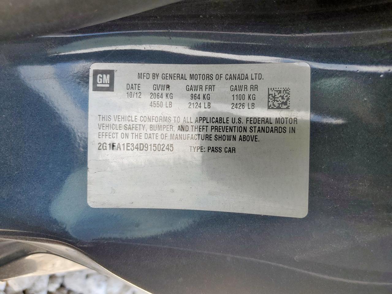 2013 Chevrolet Camaro Ls VIN: 2G1FA1E34D9150245 Lot: 69228725