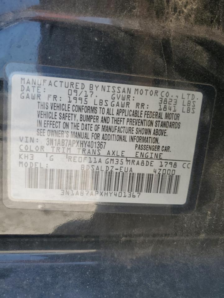 2017 Nissan Sentra S VIN: 3N1AB7APXHY401367 Lot: 68537305