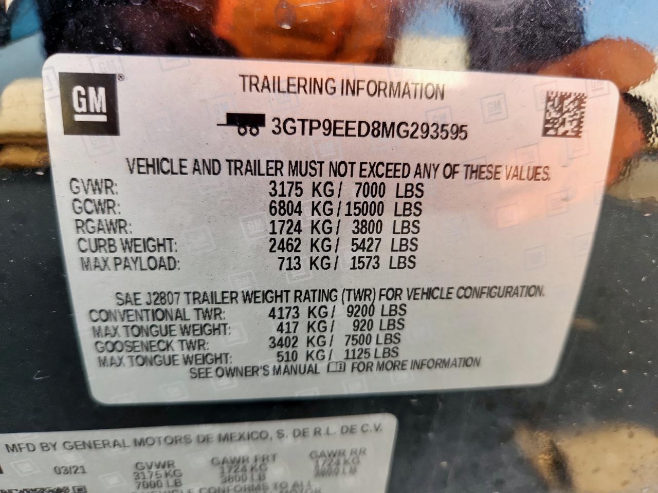 3GTP9EED8MG293595 2021 GMC Sierra K1500 At4