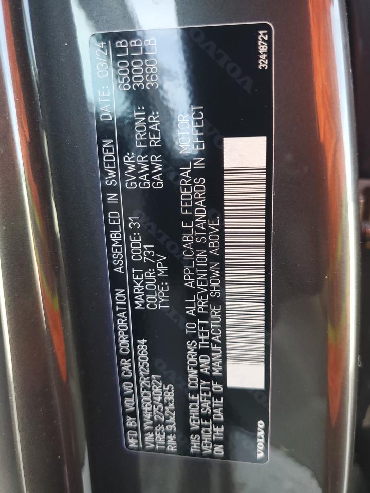 2024 Volvo Xc90 Ultimate VIN: YV4H60CF2R1250684 Lot: 68715085