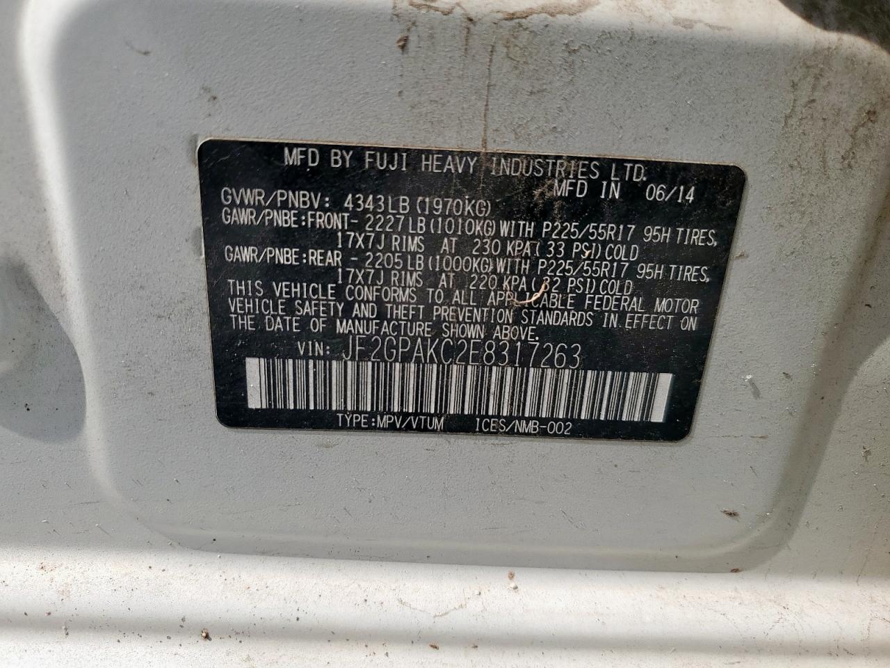 2014 Subaru Xv Crosstrek 2.0 Limited VIN: JF2GPAKC2E8317263 Lot: 69436985