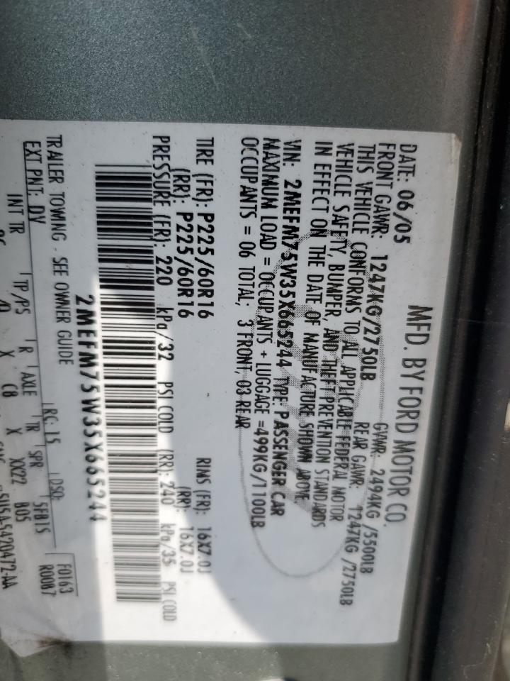 2005 Mercury Grand Marquis Ls VIN: 2MEFM75W35X665244 Lot: 67891845