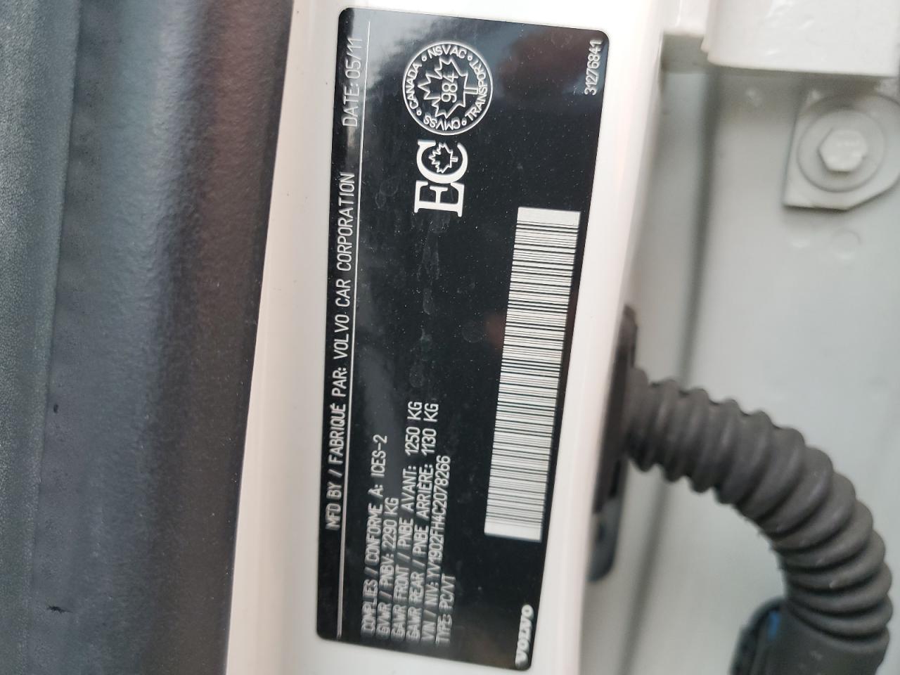 2012 Volvo S60 T6 VIN: YV1902FH4C2078266 Lot: 67377455