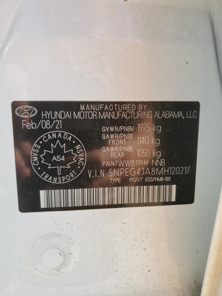 2021 Hyundai Sonata Se VIN: 5NPEG4JA8MH120217 Lot: 67953795