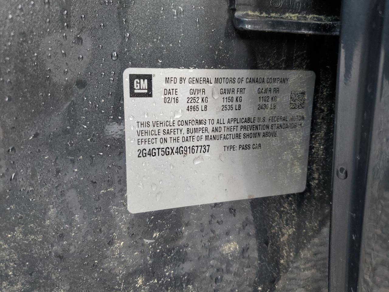 2016 Buick Regal Premium VIN: 2G4GT5GX4G9167737 Lot: 69335495