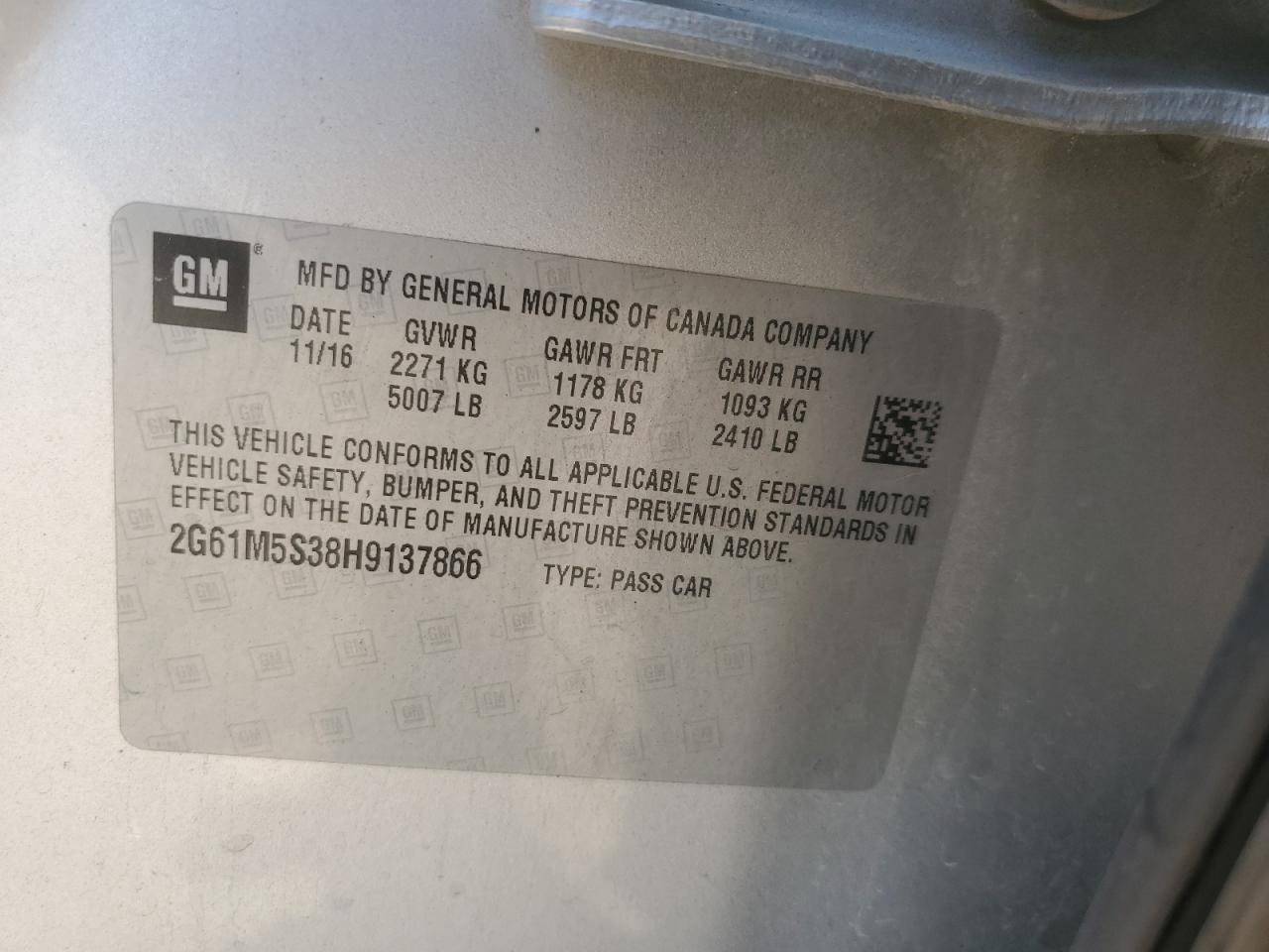 2017 Cadillac Xts Luxury VIN: 2G61M5S38H9137866 Lot: 70752575