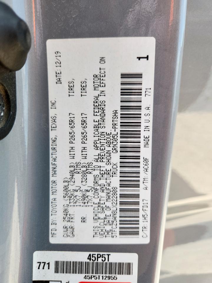 2020 Toyota Tacoma Double Cab VIN: 5TFCZ5AN8LX222808 Lot: 70812695