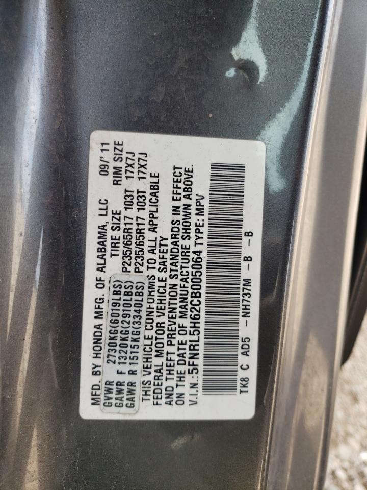 2012 Honda Odyssey Exl VIN: 5FNRL5H62CB005064 Lot: 70992075