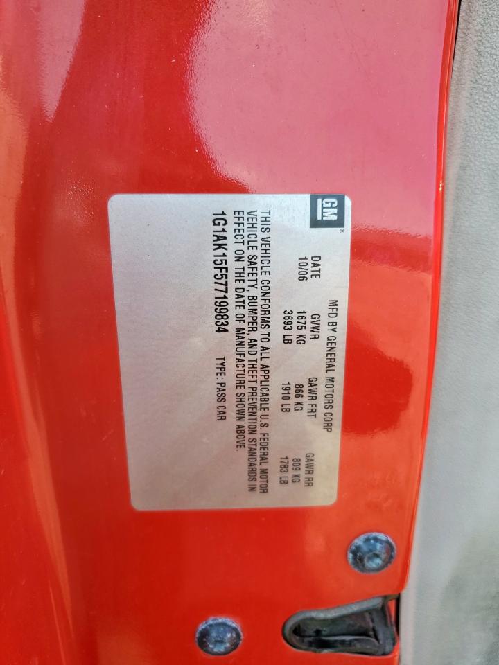 2007 Chevrolet Cobalt Ls VIN: 1G1AK15F577199834 Lot: 70027185