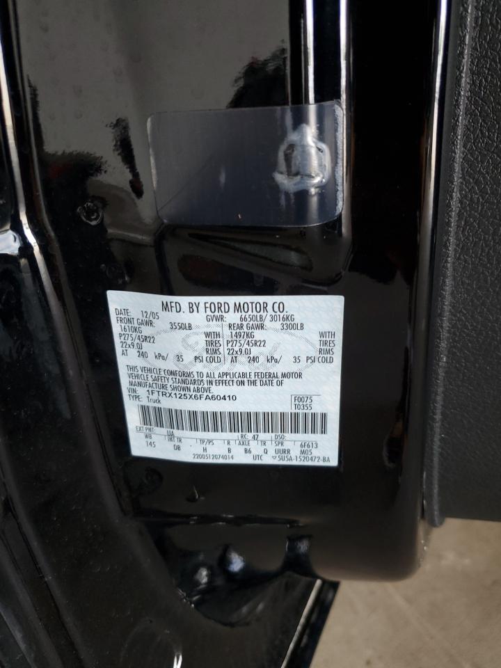 2006 Ford F150 VIN: 1FTRX125X6FA60410 Lot: 68159945