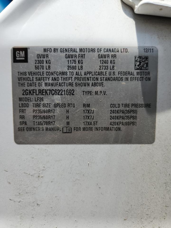 2GKFLREK7C6221692 2012 GMC Terrain Sle