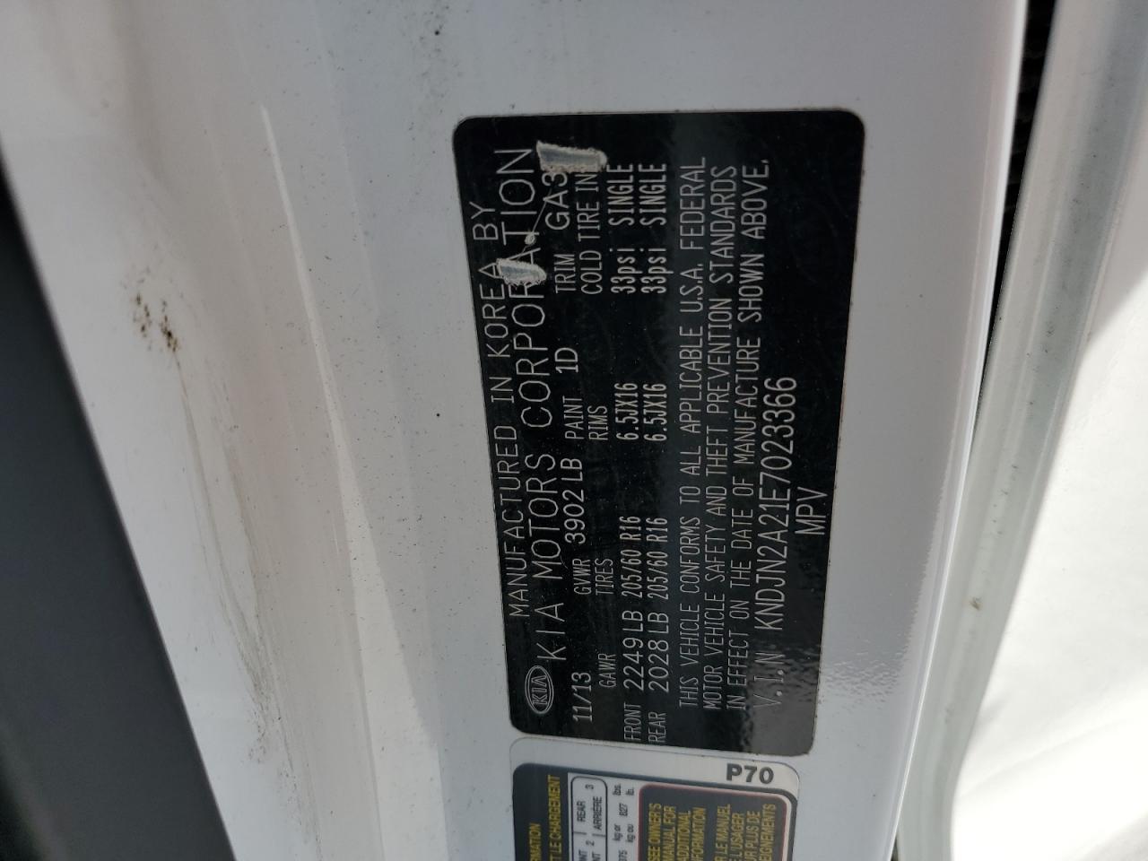 2014 Kia Soul VIN: KNDJN2A21E7023366 Lot: 69928465