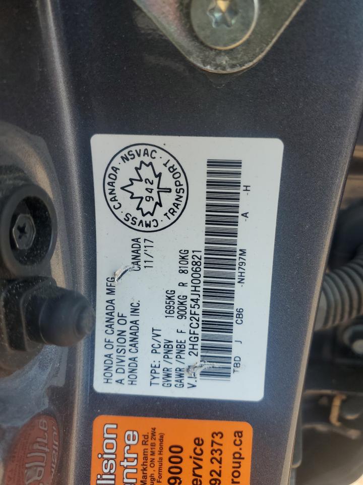 2018 Honda Civic Lx VIN: 2HGFC2F54JH006821 Lot: 67677005