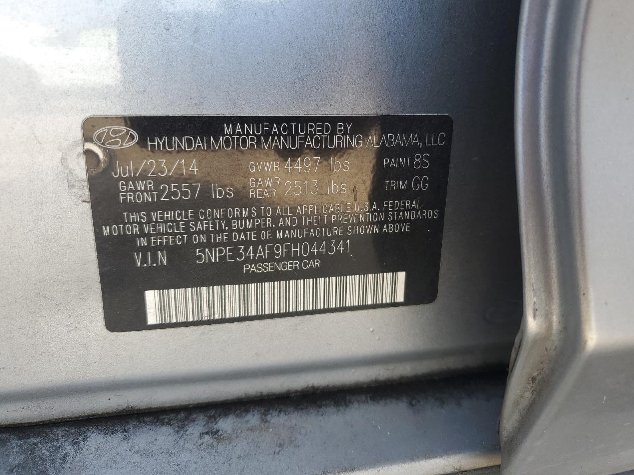 2015 Hyundai Sonata Sport VIN: 5NPE34AF9FH044341 Lot: 69557245