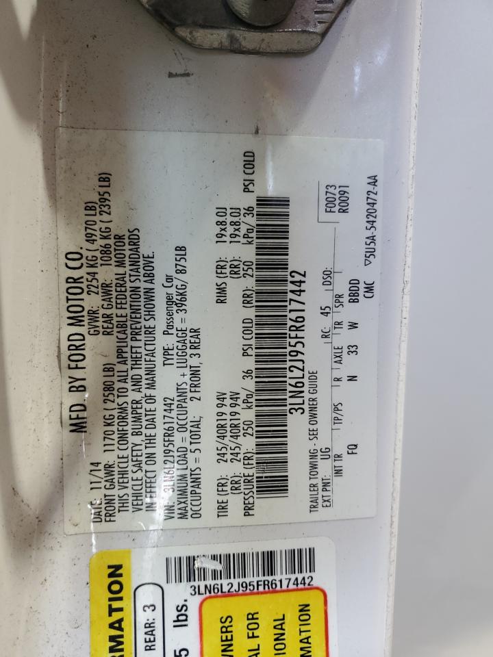 2015 Lincoln Mkz VIN: 3LN6L2J95FR617442 Lot: 65577375