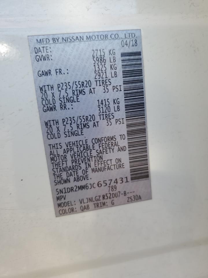 2018 Nissan Pathfinder S VIN: 5N1DR2MM6JC657431 Lot: 69639665