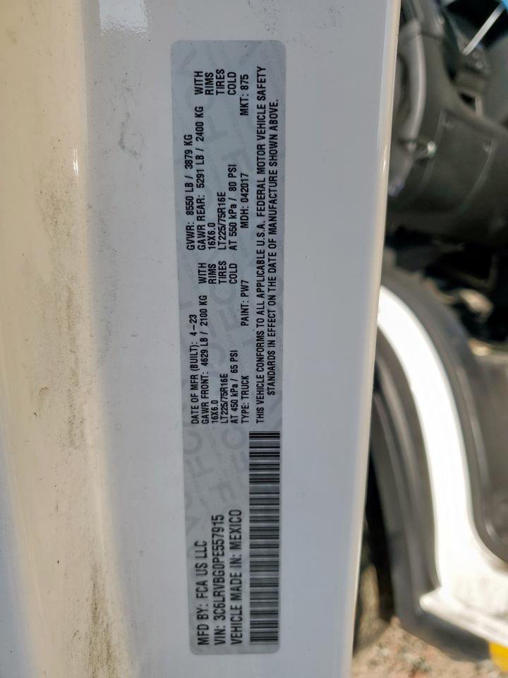 2023 Ram Promaster 1500 1500 High VIN: 3C6LRVBG0PE557915 Lot: 68077565