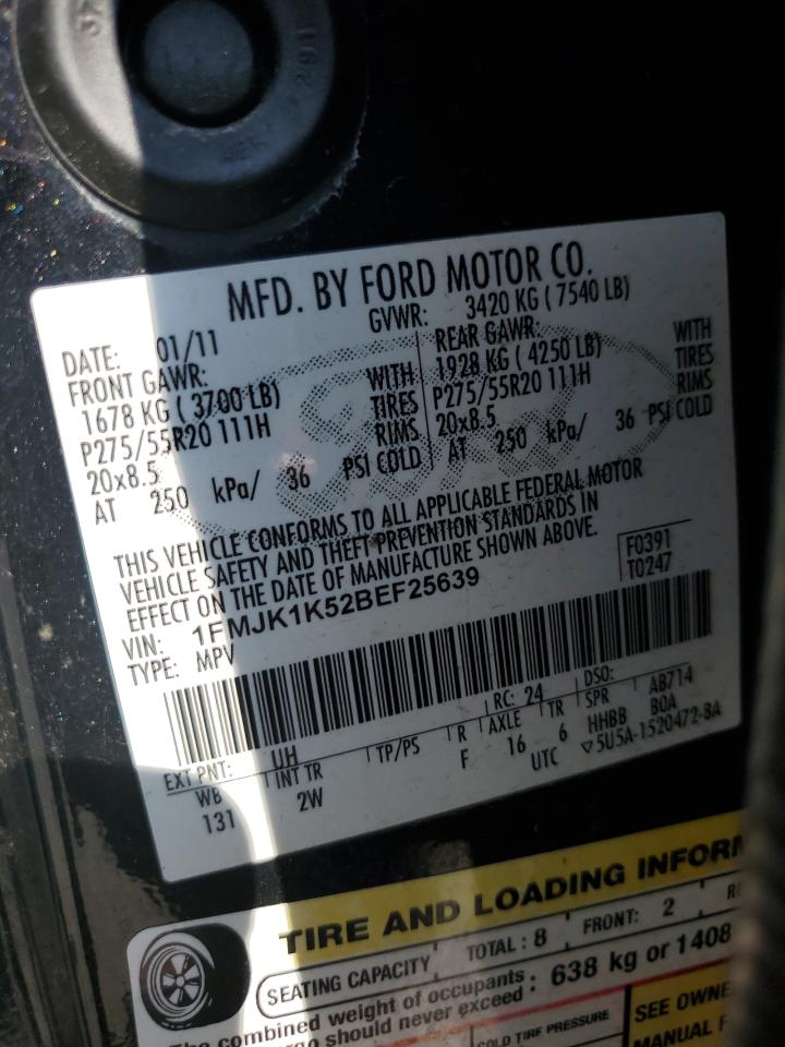 2011 Ford Expedition El Limited VIN: 1FMJK1K52BEF25639 Lot: 68356355