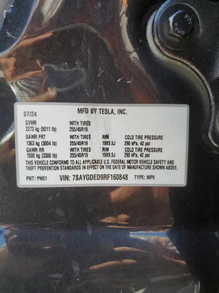 7SAYGDED9RF160848 2024 Tesla Model Y
