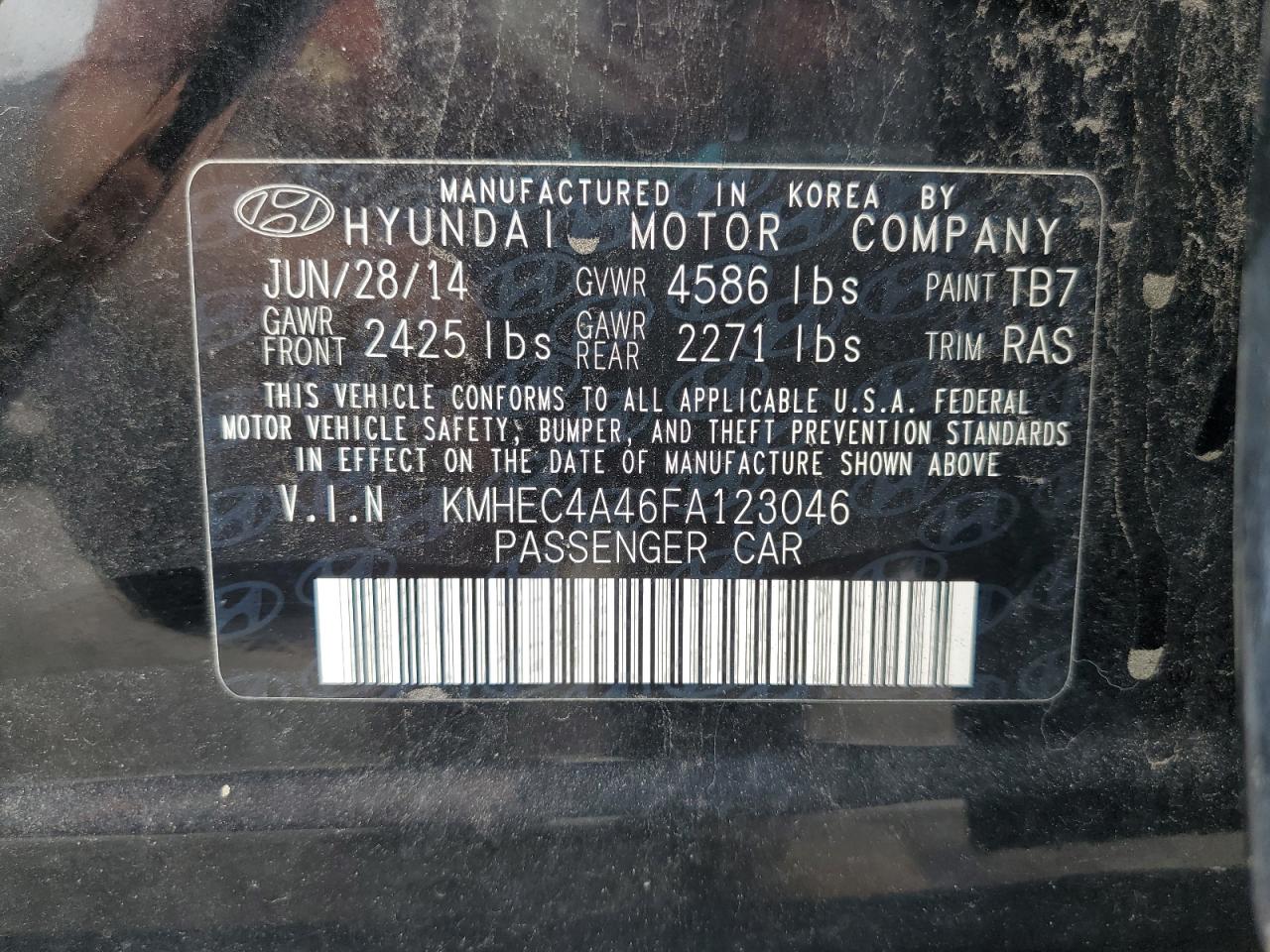 2015 Hyundai Sonata Hybrid VIN: KMHEC4A46FA123046 Lot: 69962135