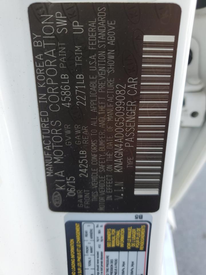 2016 Kia Optima Hybrid VIN: KNAGN4AD0G5099082 Lot: 70046005