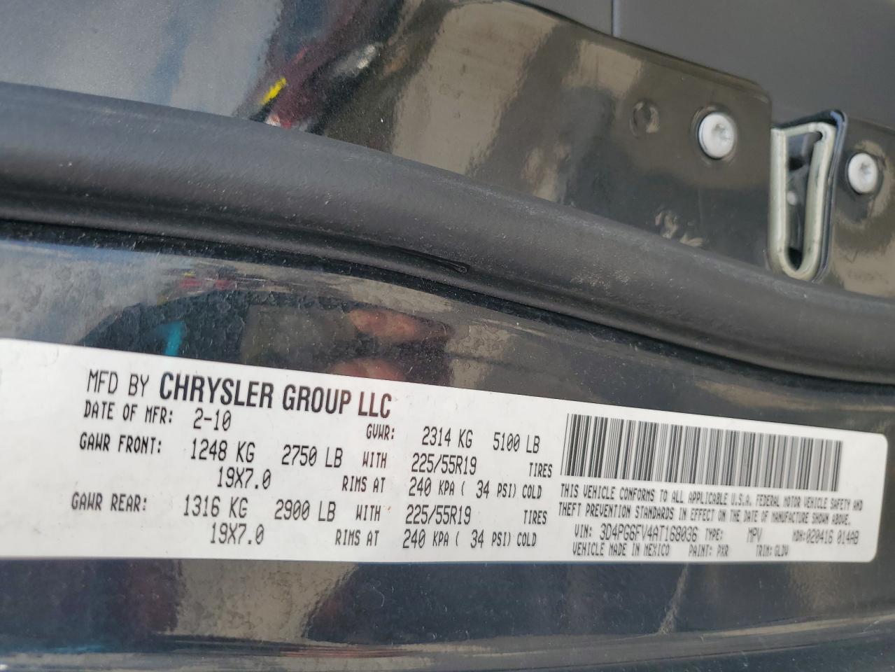 2010 Dodge Journey R/T VIN: 3D4PG6FV4AT168036 Lot: 67482705