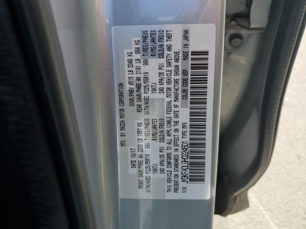 2017 Mazda Cx-5 Grand Touring VIN: JM3KFADL9H0224601 Lot: 67771645