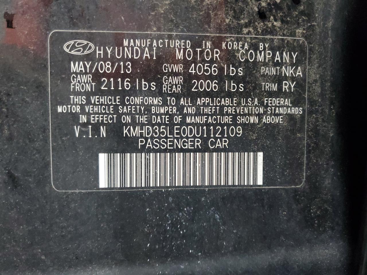 2013 Hyundai Elantra Gt VIN: KMHD35LE0DU112109 Lot: 68877415