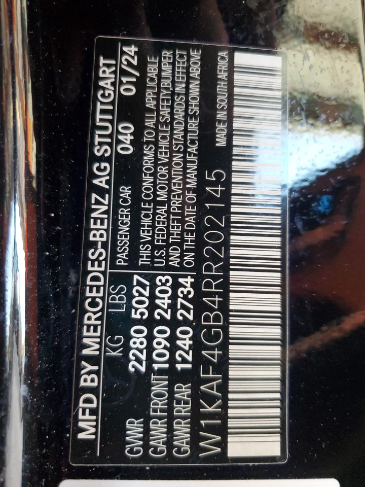 2024 Mercedes-Benz C 300 VIN: W1KAF4GB4RR202145 Lot: 70508685