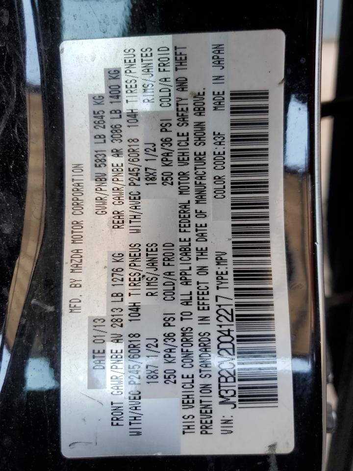 2013 Mazda Cx-9 Touring VIN: JM3TB2CV2D0412217 Lot: 68917565