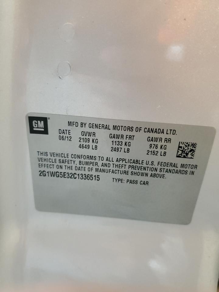 2012 Chevrolet Impala Lt VIN: 2G1WG5E32C1336515 Lot: 69787805