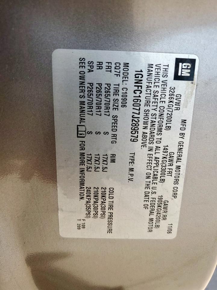 2007 Chevrolet Suburban C1500 VIN: 1GNFC16077J289579 Lot: 68528265