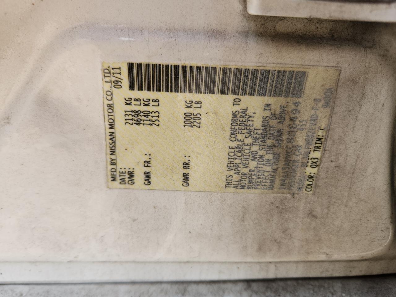 2012 Nissan Maxima S VIN: 1N4AA5APXCC806494 Lot: 70713585