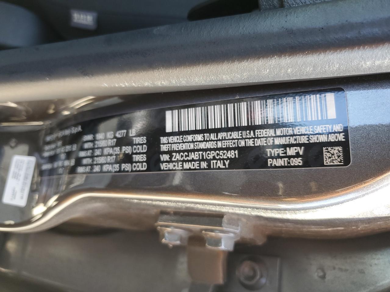 2016 Jeep Renegade Latitude VIN: ZACCJABT1GPC52481 Lot: 70184575