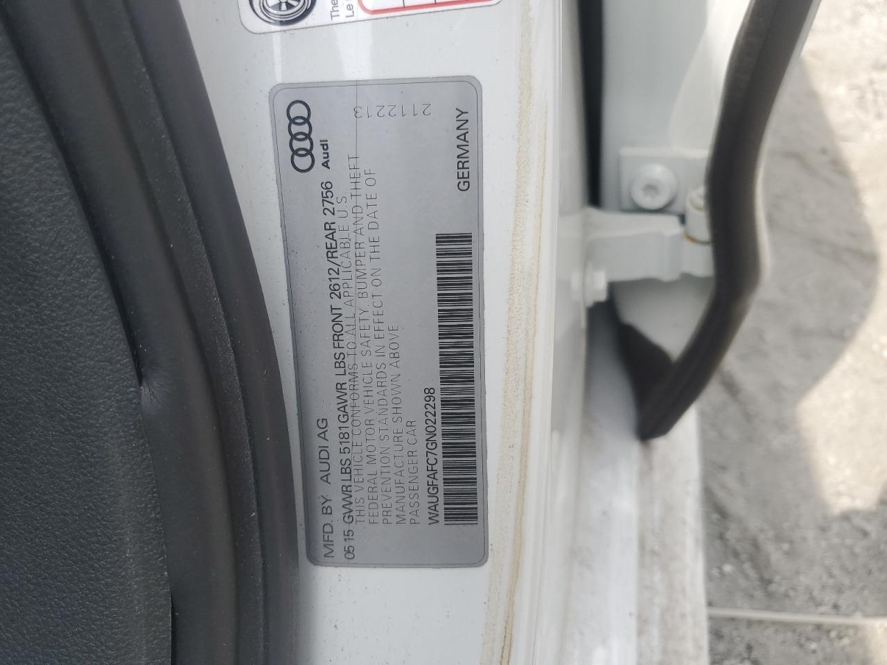 2016 Audi A6 Premium Plus VIN: WAUGFAFC7GN022298 Lot: 70442195