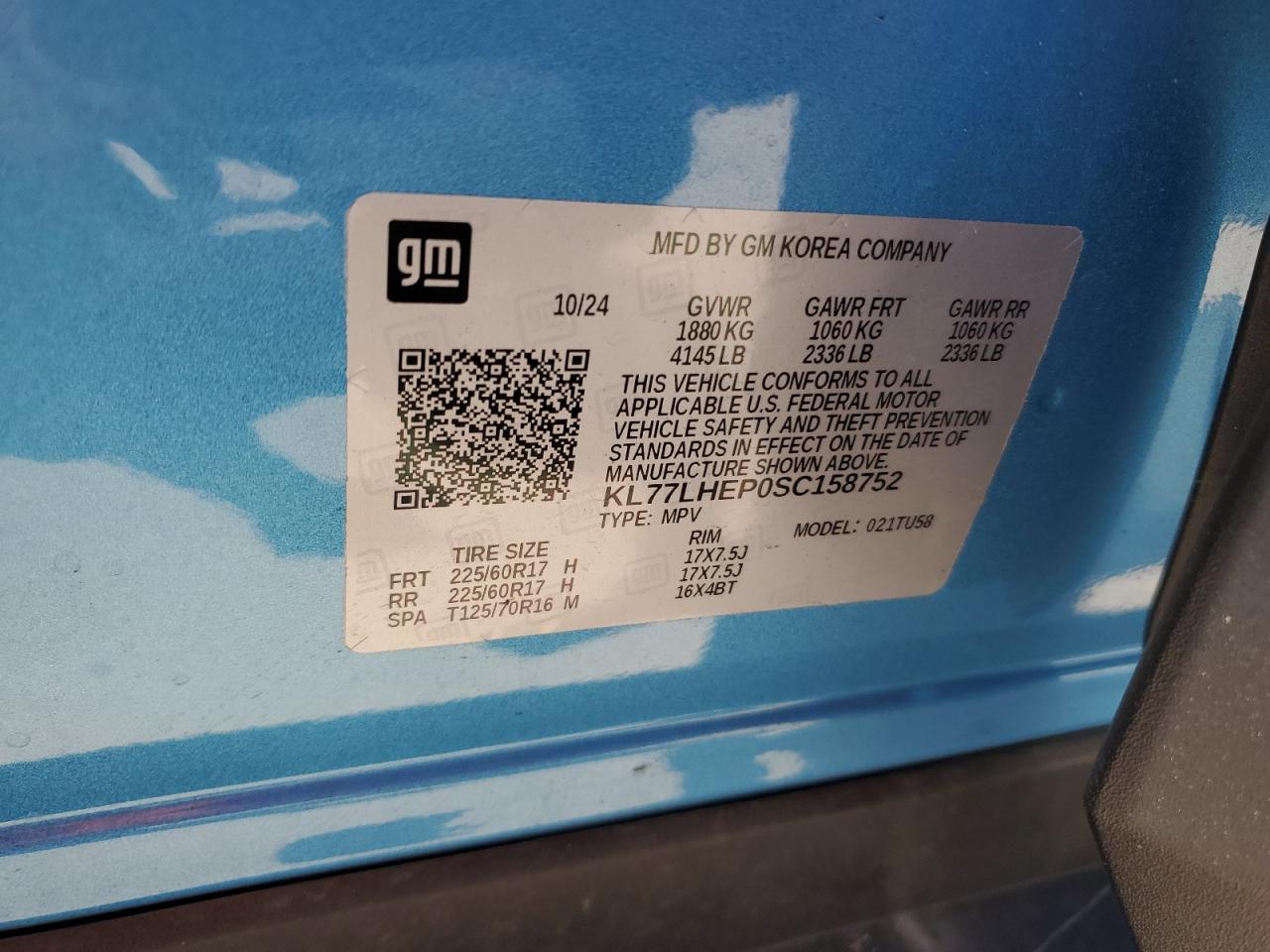 2025 Chevrolet Trax 1Lt VIN: KL77LHEP0SC158752 Lot: 70220755