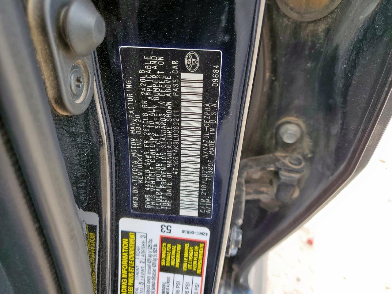 2020 Toyota Camry Xse VIN: 4T1K61AK9LU363211 Lot: 70299355