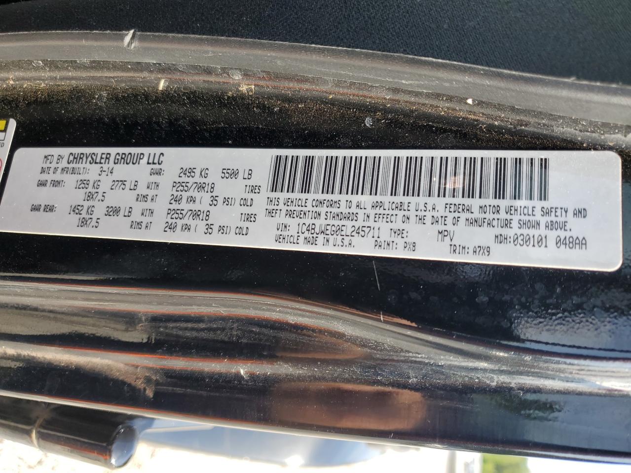 2014 Jeep Wrangler Unlimited Sahara VIN: 1C4BJWEG0EL245711 Lot: 70253145