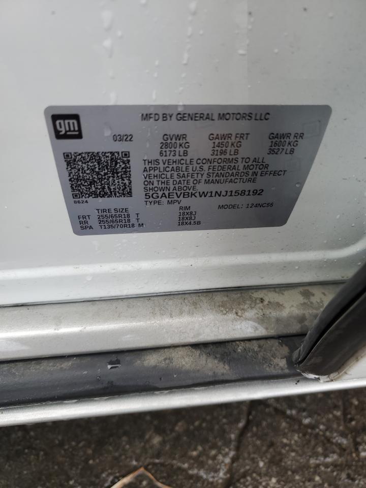 2022 Buick Enclave Premium VIN: 5GAEVBKW1NJ158192 Lot: 68524335