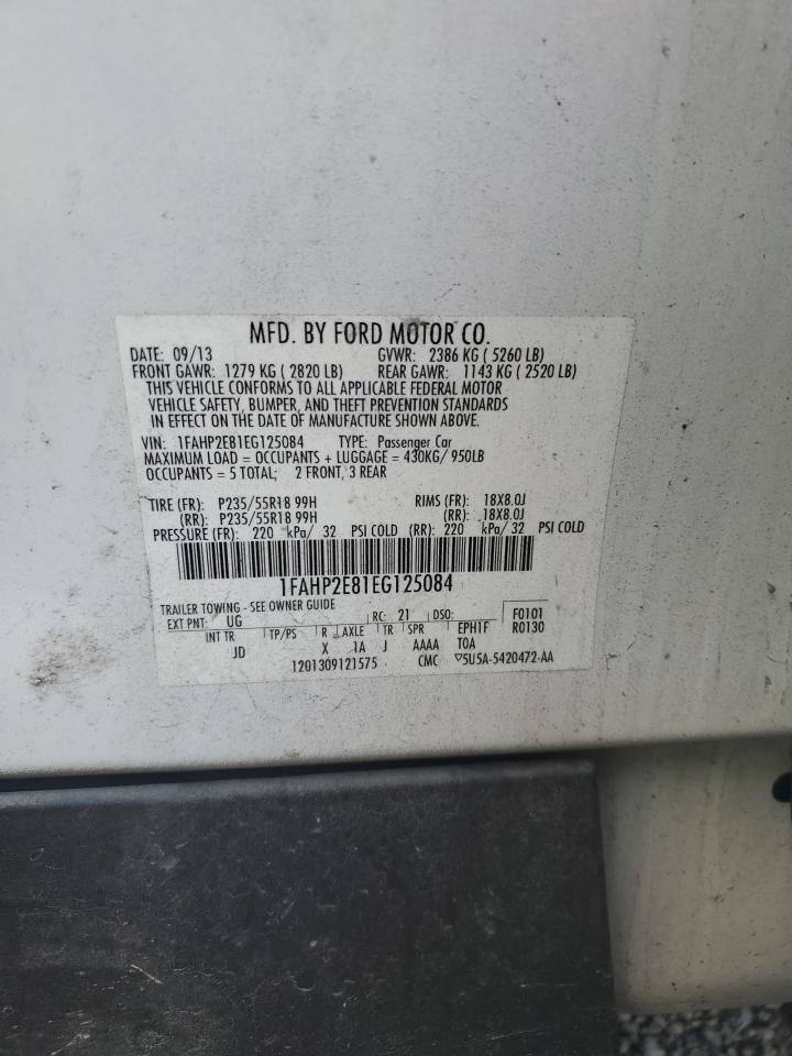 2014 Ford Taurus Sel VIN: 1FAHP2E81EG125084 Lot: 70723965