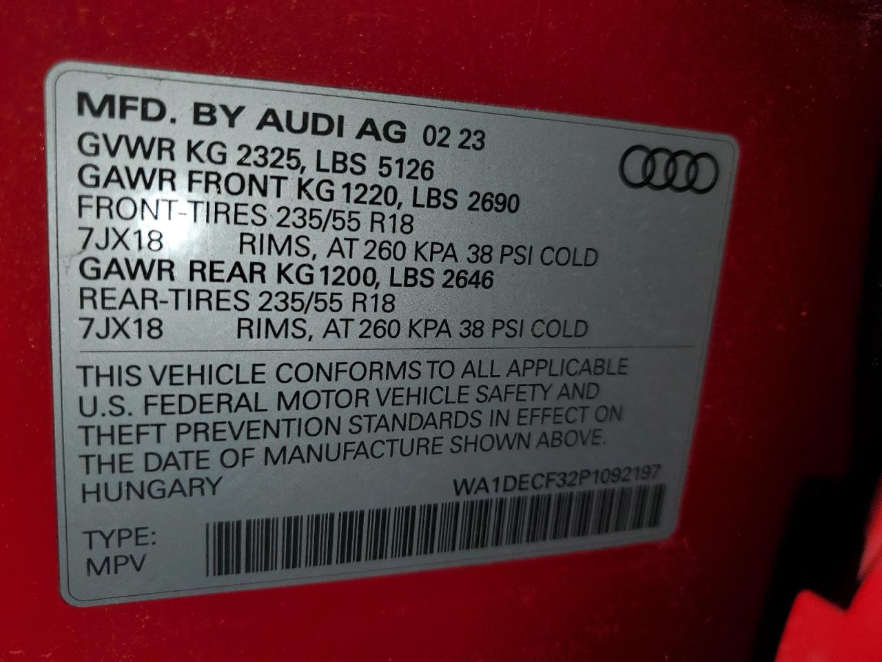 2023 Audi Q3 Premium S Line 45 VIN: WA1DECF32P1092197 Lot: 69175755