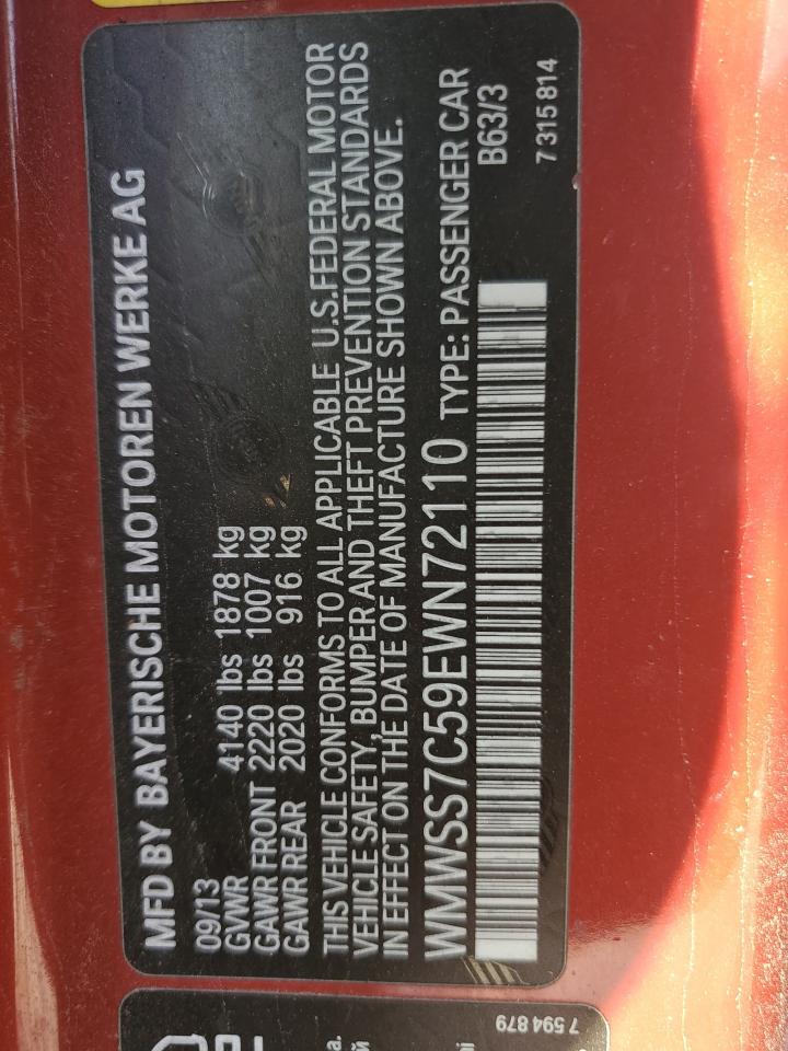 2014 Mini Cooper S Paceman VIN: WMWSS7C59EWN72110 Lot: 69053255